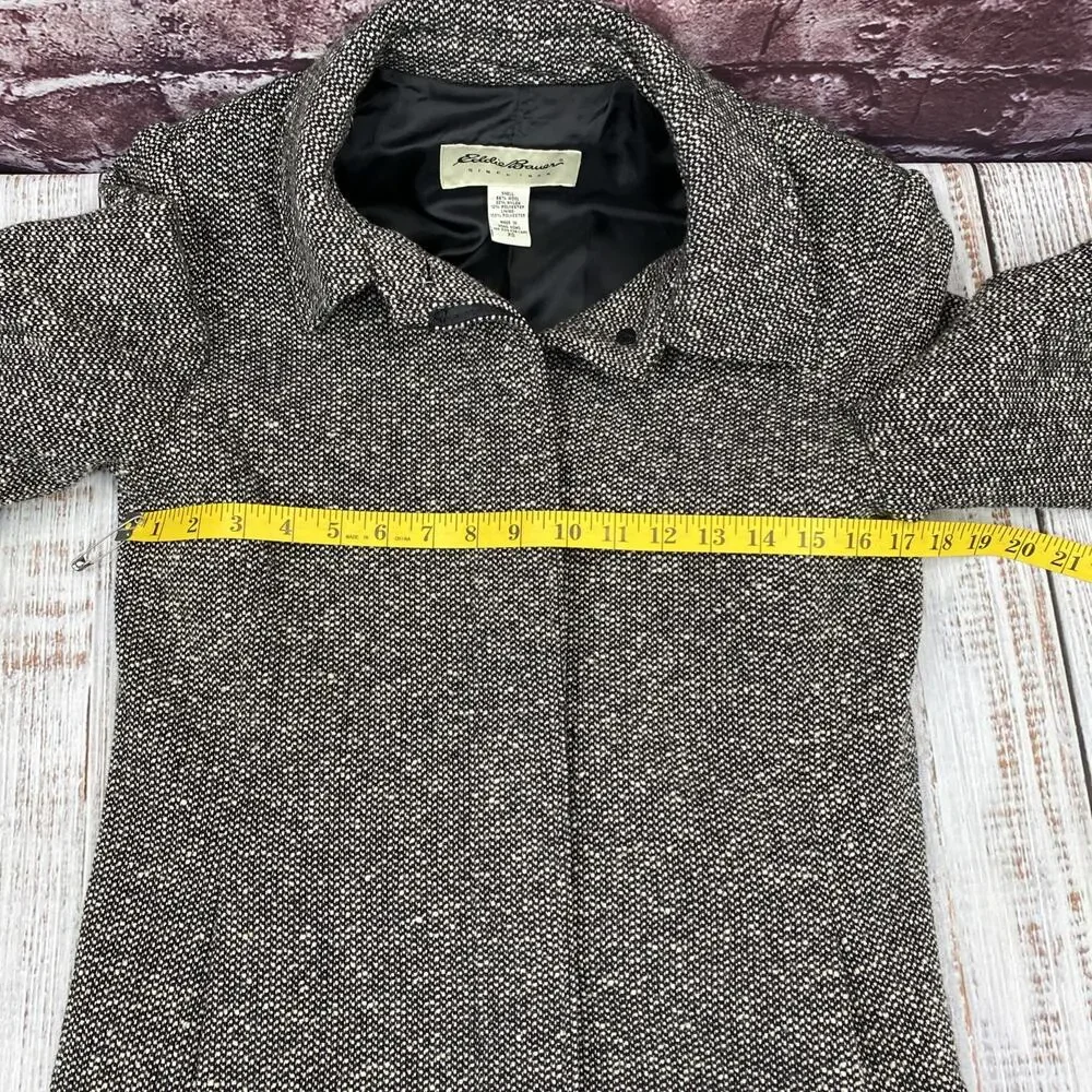 Vintage Eddie Bauer Wool Blend Plaid Jacket Lined Button Front Womens Size XS